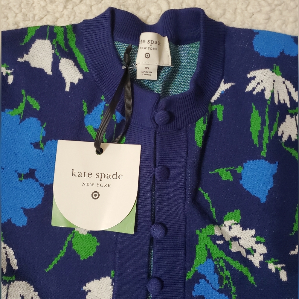 Kate Spade New York Women's Mixed Floral Cardigan - Blue/Green/White XS - Picture 12 of 15